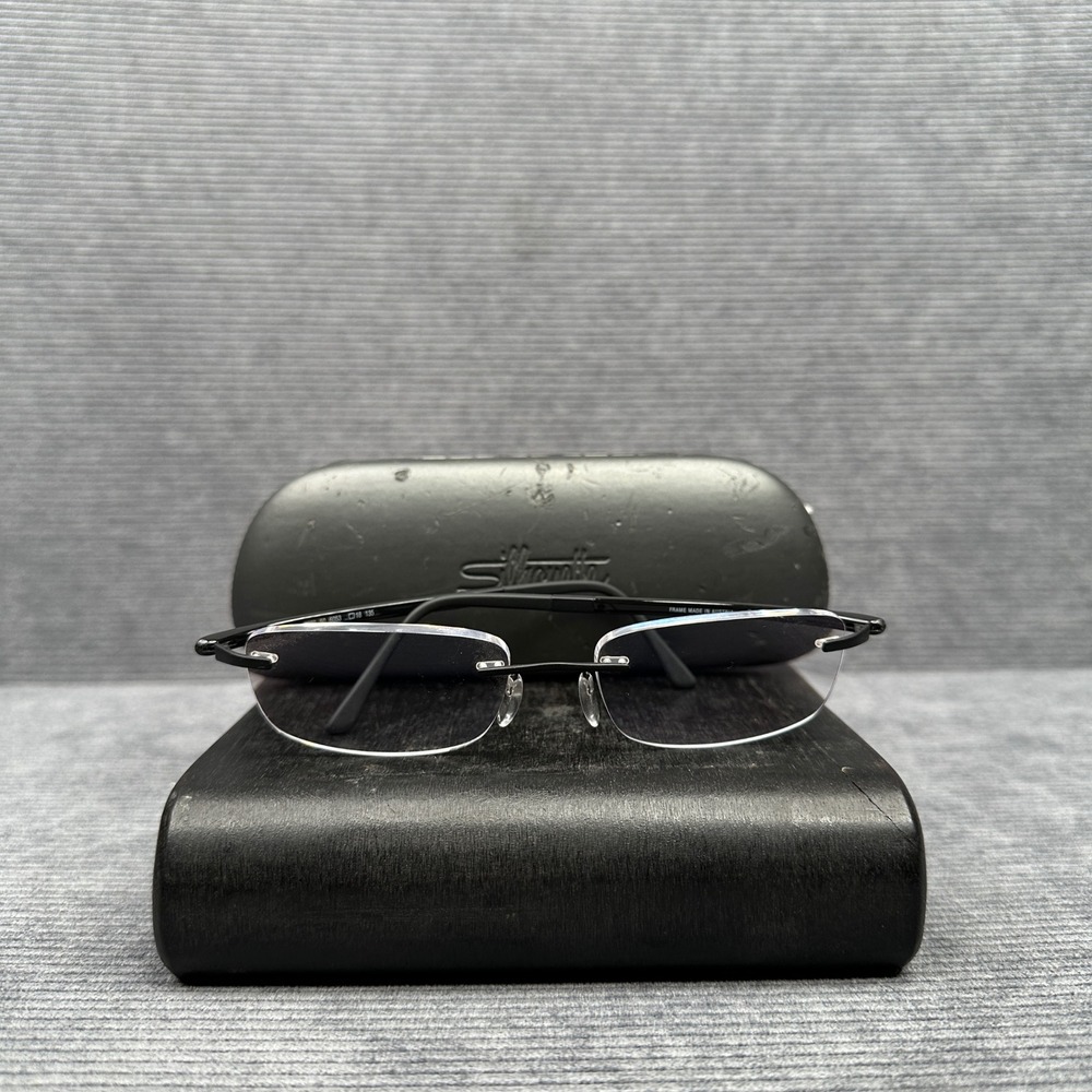 Silhouette Titan Rimless Eyeglasses Black Rectangular Frame 7633 50 6053 Austria